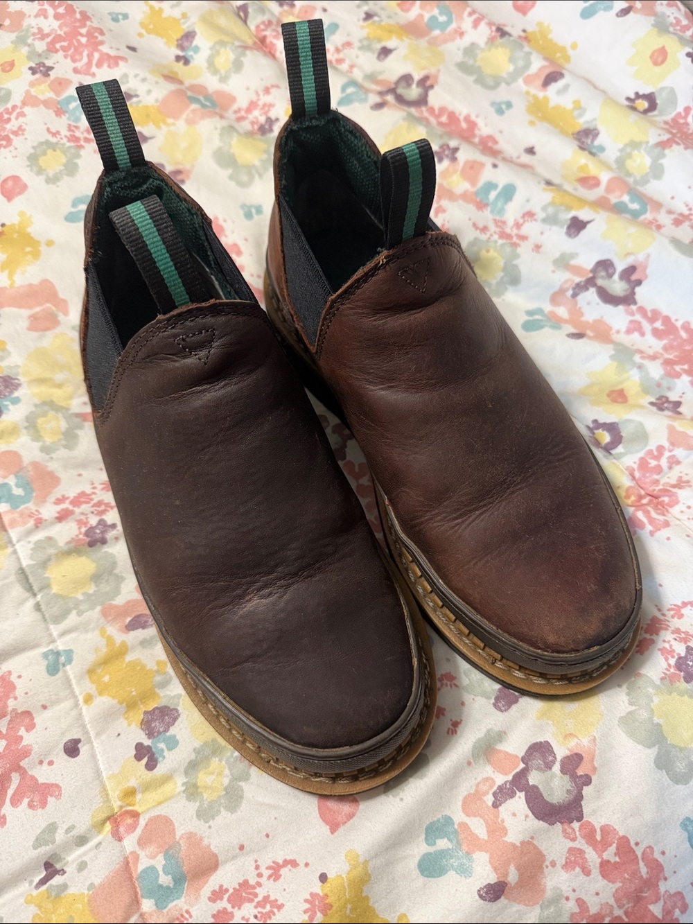 Georgia Boot Men's Brown Leather Slip-On Work Shoes (Size: 7.5 M)